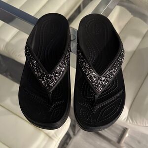 CROCS Black Glitter Flip Flops